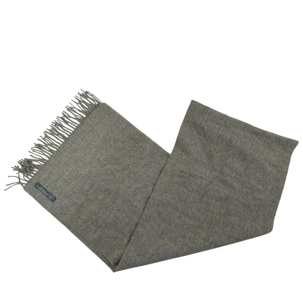 Pure Baby Alpaca Wool Scarf Shawl Made in Peru 81x14 Gray Fringe Hand Finished